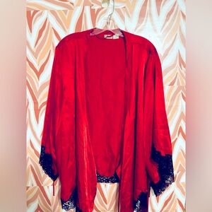 Frederick's of Hollywood Satin Robe with lace trim
